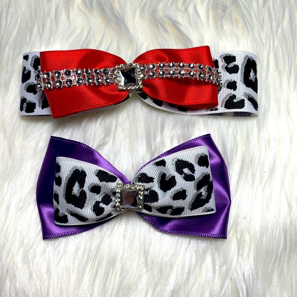 Leopard and Satin Hair Bows